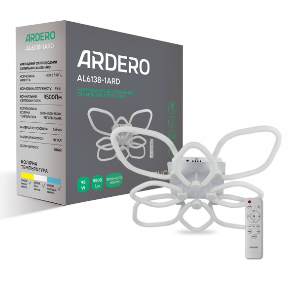 Светодиодная накладная люстра Ardero AL6138-1ARD FELICITY 95Вт белый №1