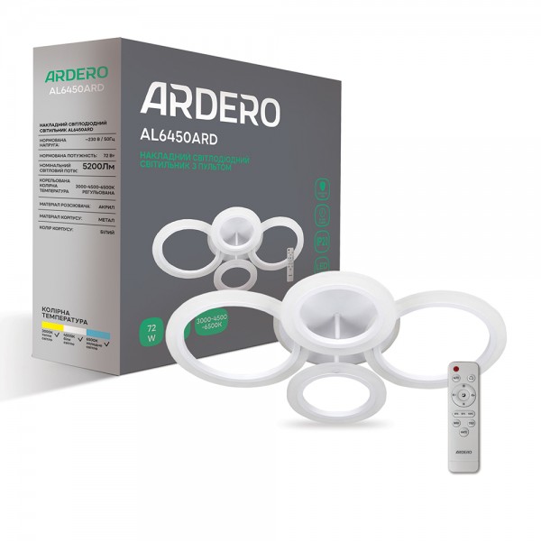 Светодиодная накладная люстра Ardero AL6450ARD SOFT R 72Вт белый №1