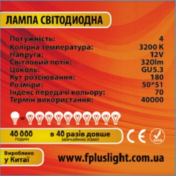 Светодиодная лампа MR16 4W 3200K 12V IC №4