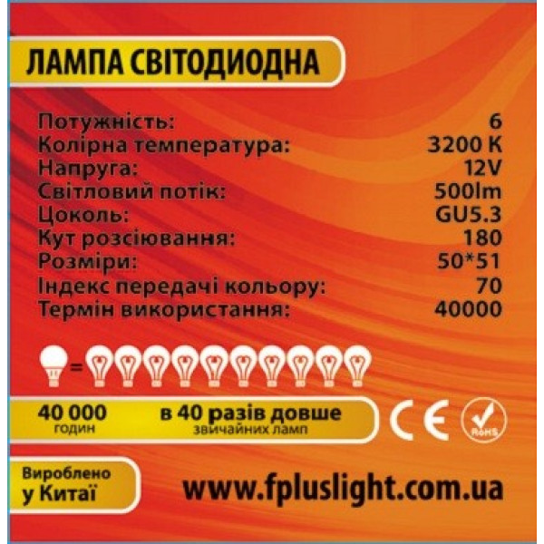 Светодиодная лампа MR16 6W 3200K 12V IC №4