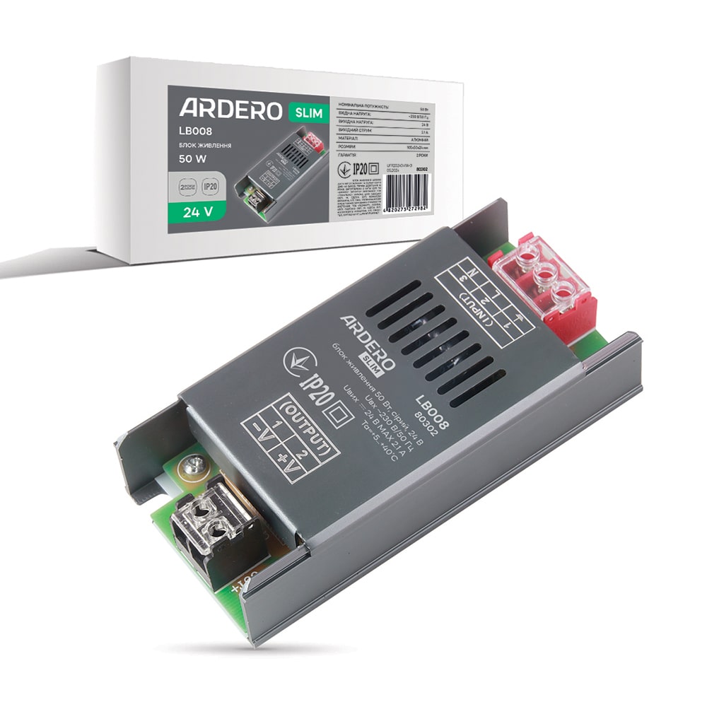 Блок питания для LED ленты Ardero LB008 24В 50Вт IP20 (80302) №1