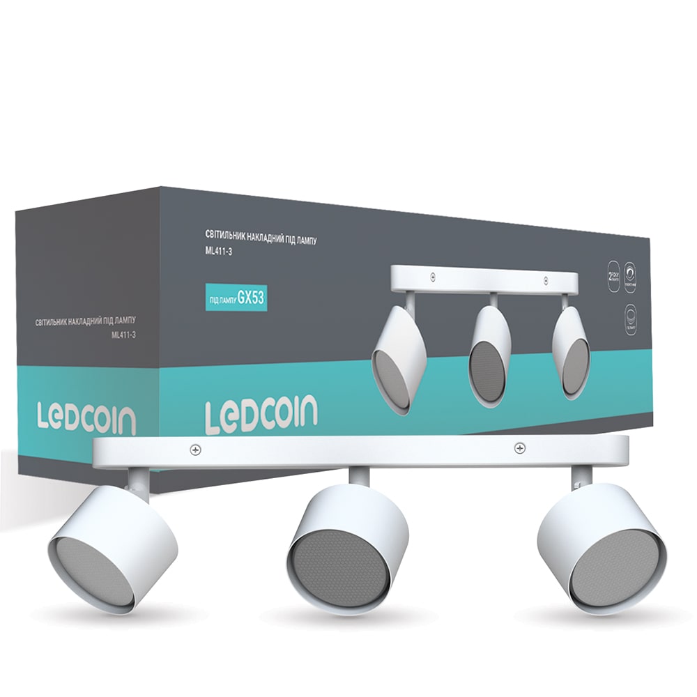 Накладной поворотный светильник Ledcoin ML411-3 под лампу белый №1