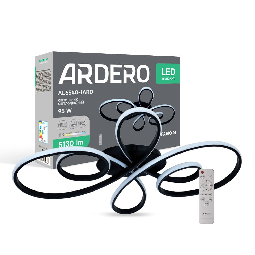 Светодиодная люстра Ardero AL6540-1ARD FABIO M 95Вт черный №1