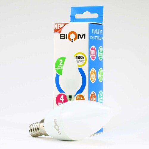 Свiтлодiодна лампа Biom BT-550 C37 4W E14 4500К матова №5