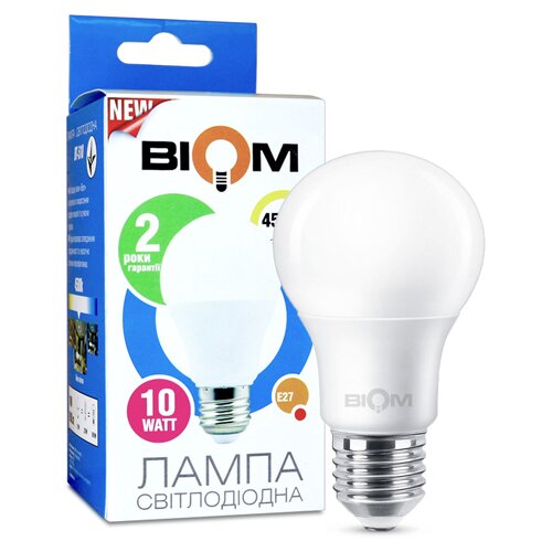 Свiтлодiодна лампа Biom BT-510 A60 10W E27 4500К матова №1