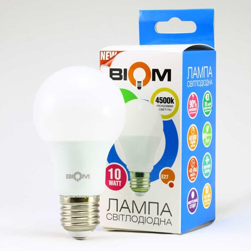 Свiтлодiодна лампа Biom BT-510 A60 10W E27 4500К матова №5