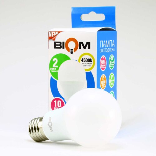 Свiтлодiодна лампа Biom BT-510 A60 10W E27 4500К матова №6