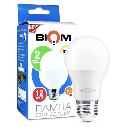 Свiтлодiодна лампа Biom BT-511 A60 12W E27 3000К матова №1