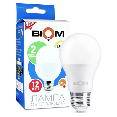 Свiтлодiодна лампа Biom BT-512 A60 12W E27 4500К матова №1