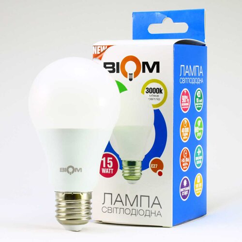 Свiтлодiодна лампа Biom BT-515 A60 15W E27 3000К матова №3