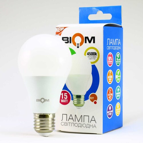 Свiтлодiодна лампа Biom BT-516 A65 15W E27 4500К матова №6