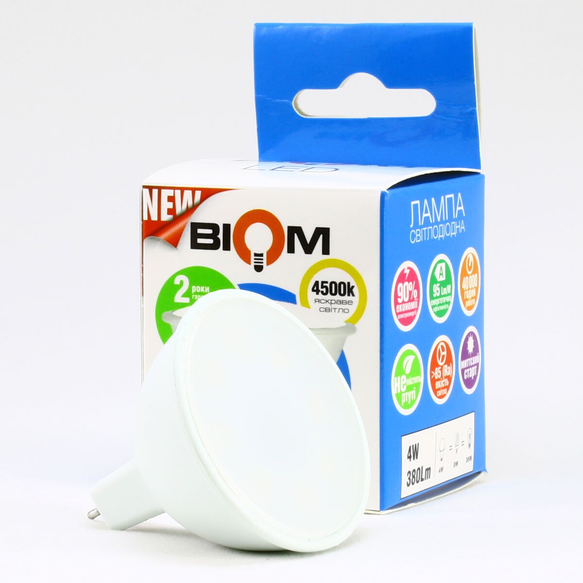 Свiтлодiодна лампа Biom BT-542 MR16 4W GU5.3 4500К матова №5