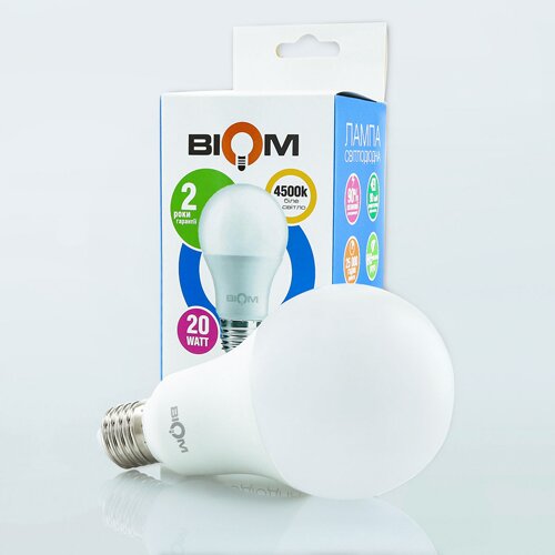 Світлодіодна лампа Biom BT-520 A80 20W E27 4500К матова №3