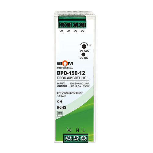 Блок живлення Biom Professional DC12 150W BPD-150-12 12,5A под DIN-рейку №1