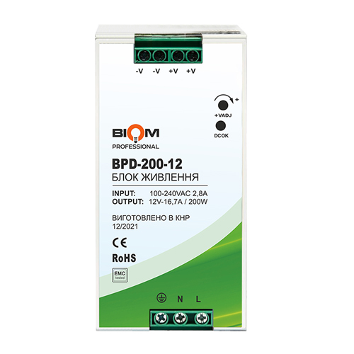 Блок живлення Biom Professional DC12 200W BPD-200-12 16,7A під DIN-рейку №1