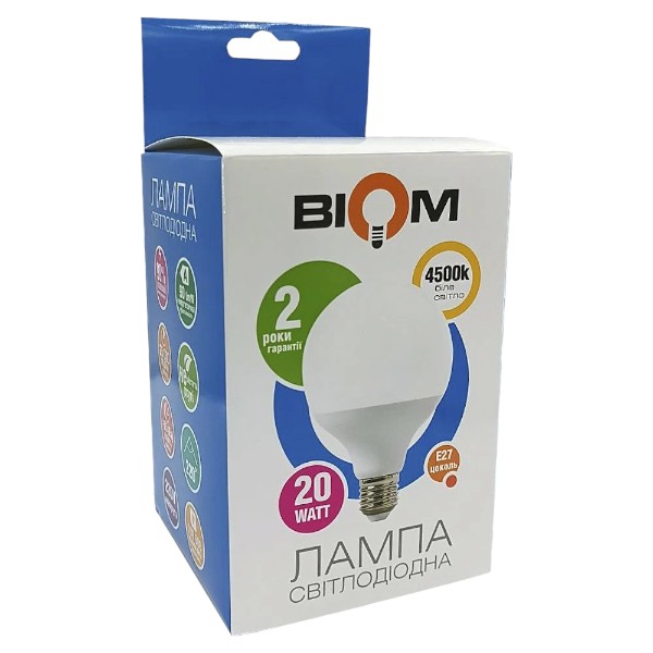 Світлодіодна лампа Biom BT-591 G95 20W E27 4500К матова №3