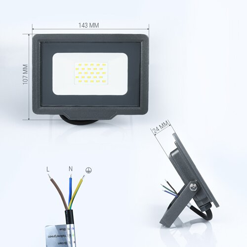 Світлодіодний прожектор BIOM 20W S5-SMD-20-Slim 6200К 220V IP65 №2
