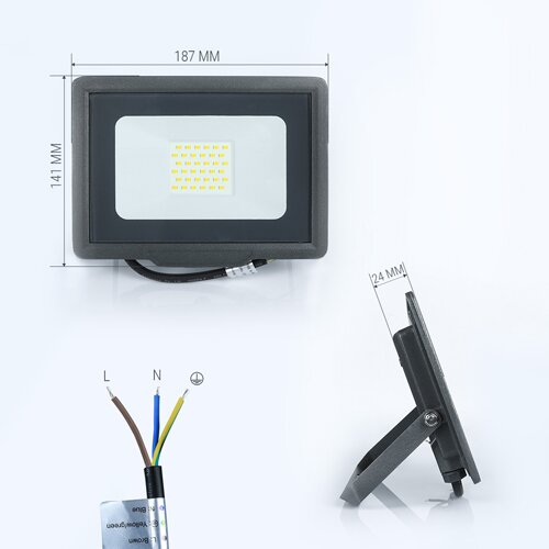 Світлодіодний прожектор BIOM 30W S5-SMD-30-Slim 6200К 220V IP65 №2