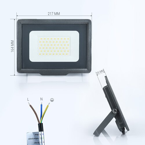 Світлодіодний прожектор BIOM 50W S5-SMD-50-Slim 6300К 220V IP65 №2