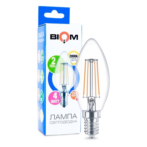 Свiтлодiодна лампа Biom FL-305 C37 4W E14 2800K №1