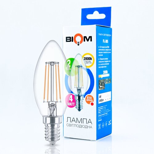 Свiтлодiодна лампа Biom FL-305 C37 4W E14 2800K №5