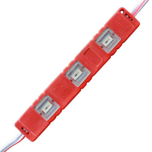 Світлодіодний модуль BRT M2 5630-3 led R 1,2W, 12В, IP65 червоний закритий з лінзою №1