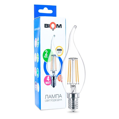 Світлодіодна лампа Biom FL-315 C35 LT 4W E14 2800K №1