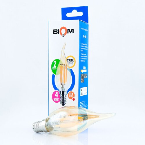 Світлодіодна лампа Biom FL-415 C35 LT 4W E14 2530K Amber свічка на вітрі №3