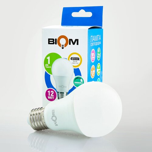 Світлодіодна лампа Biom BT-532 A60 12W E27 4500К switch dimmable матова №3