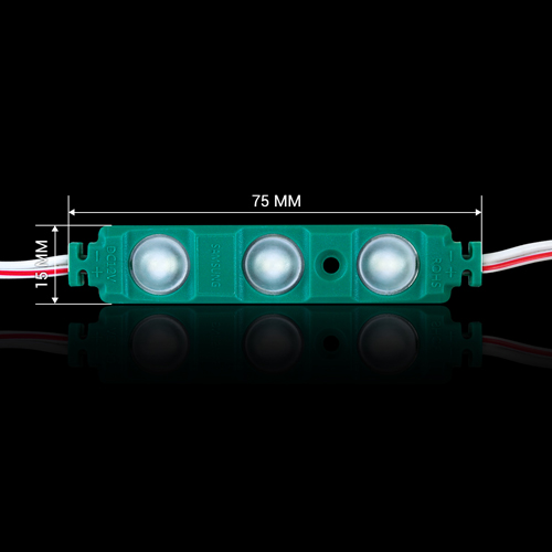 Світлодіодний модуль BRT XG193 5630-3 led W 1,5W GREEN, 12В, IP65 зелений з лінзою напівсфера №2