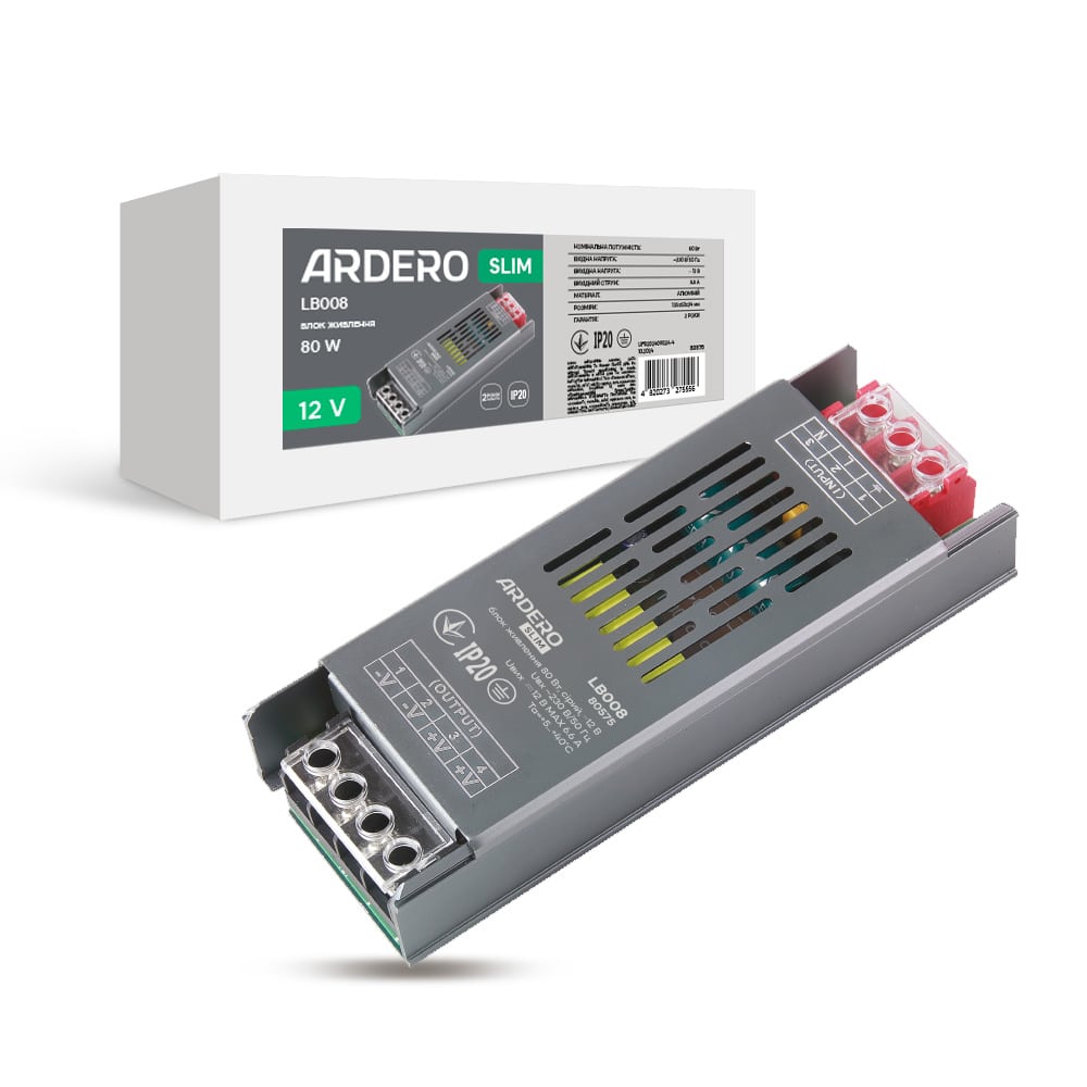 Блок питания для LED ленты Ardero LB008 12В 80Вт №1