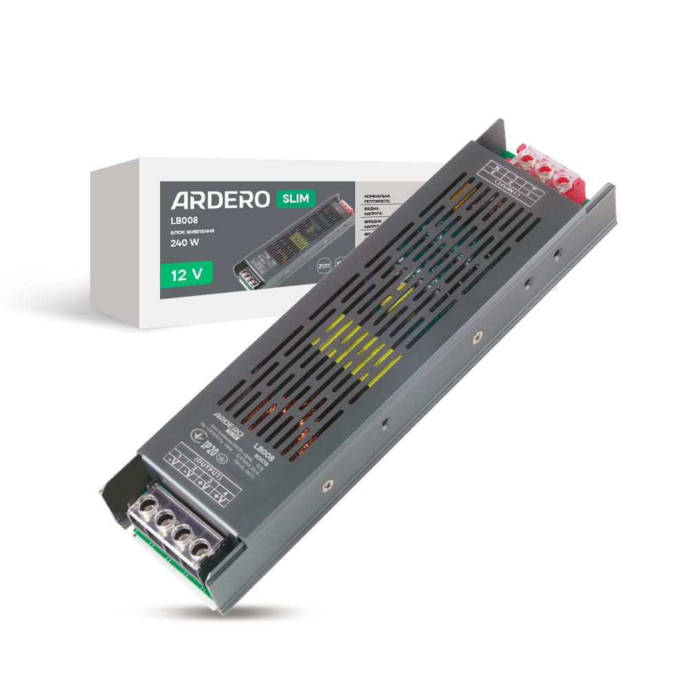 Блок живлення для LED стрічки Ardero LB008 12В 240Вт №1