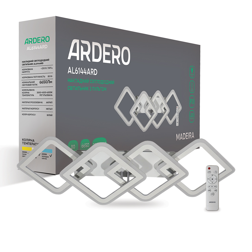 Светодиодная накладная люстра Ardero AL6144ARD MADEIRA 72Вт белый №1