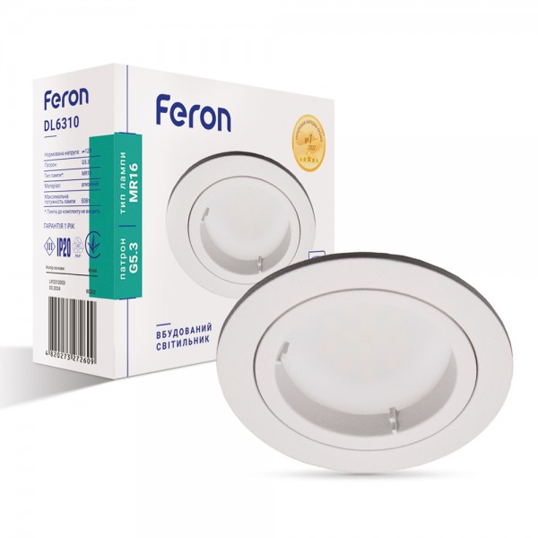 Встроенный светильник Feron DL6310 под лампу белый №1