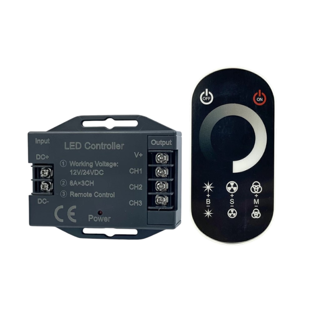Димер OEM D-24RF8-T-B (8A*3кан) DC12-24V чорний №1