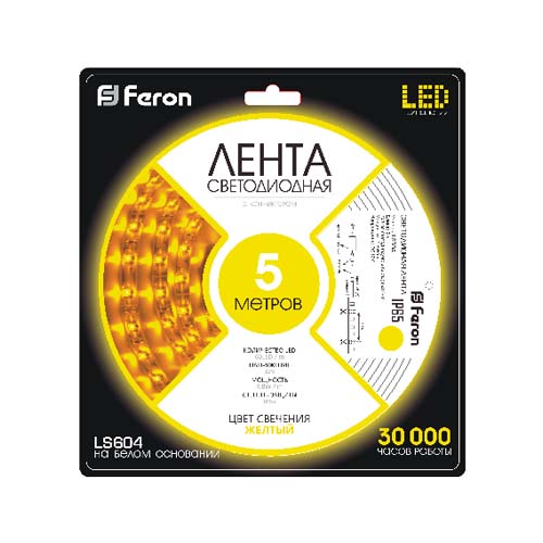 Светодиодная лента Feron LS604 12В 4.8Вт/м желтый №3