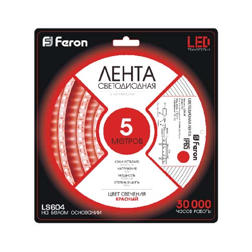 Светодиодная лента Feron LS604 12В 4.8Вт/м красный №3