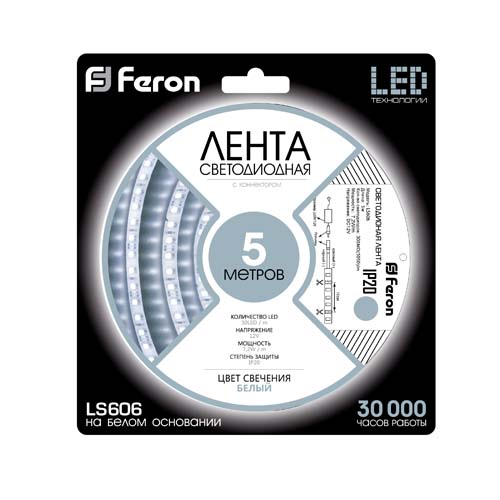 Светодиодная лента Feron LS606 12В 7.2Вт/м белый №3