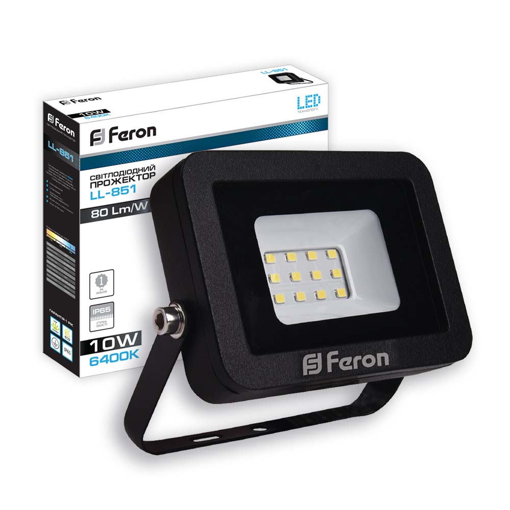 Светодиодный прожектор Feron LL-851 10Вт 6400K черный №1