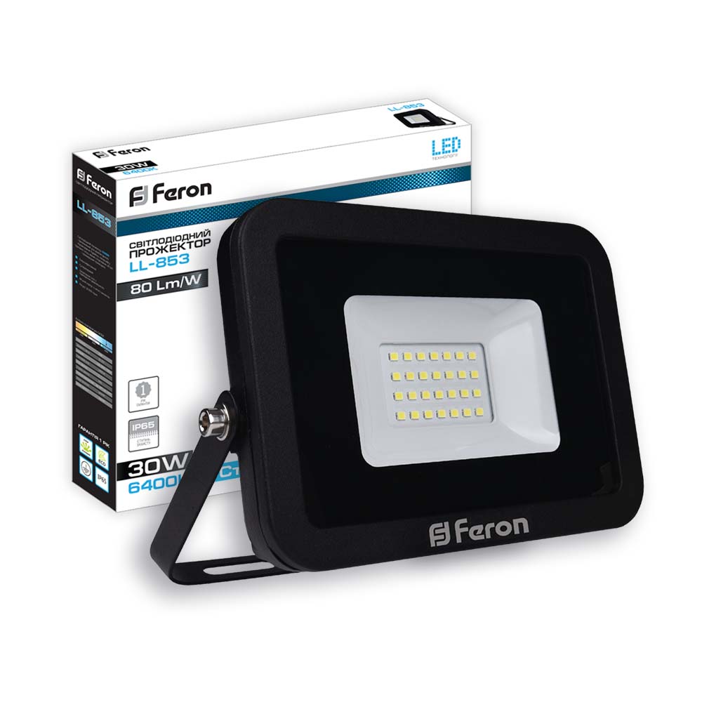Светодиодный прожектор Feron LL-853 30Вт 6400K черный №1