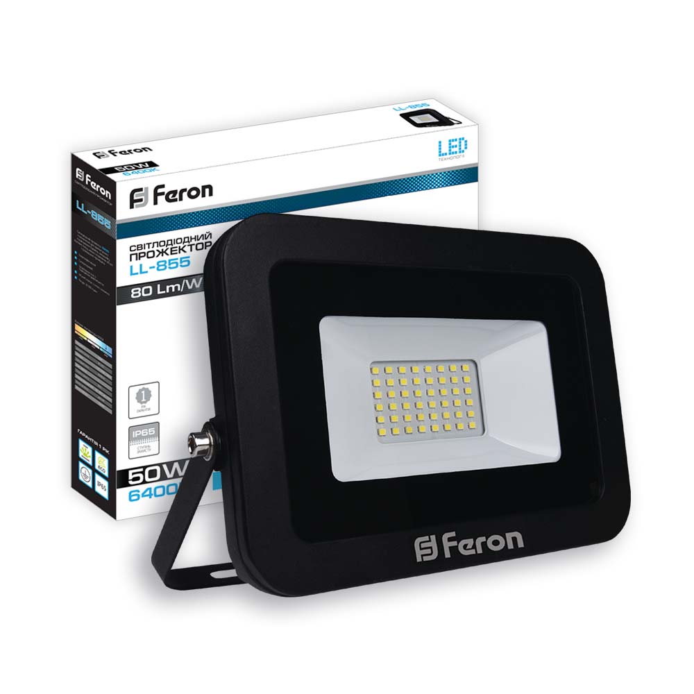 Светодиодный прожектор Feron LL-855 50Вт 6400K черный №1