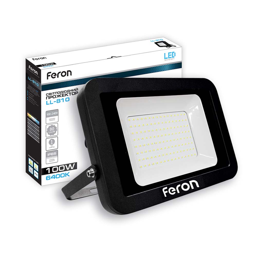Светодиодный прожектор Feron LL-810 100Вт 6400K черный №1