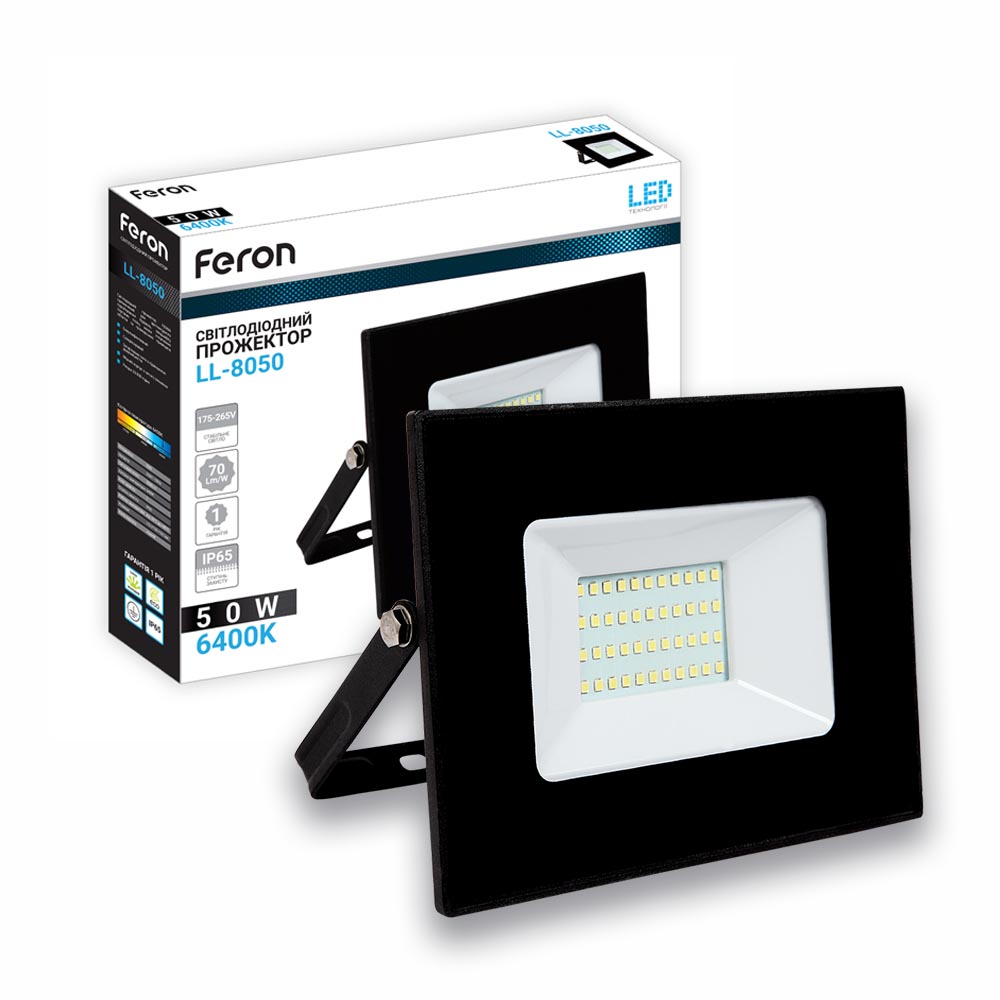 Светодиодный прожектор Feron LL-8050 50Вт 6400K черный №1