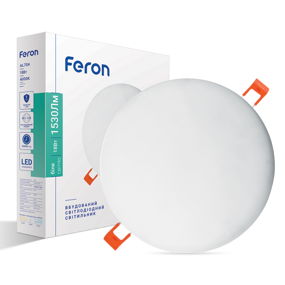 Светодиодный встроенный светильник Feron AL704 18Вт 4000K белый №1