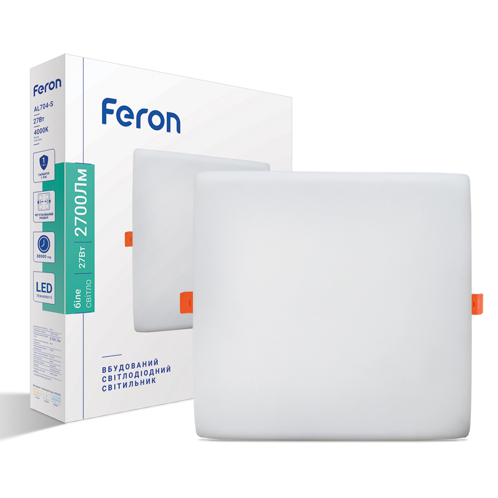 Светодиодный встроенный светильник Feron AL704-S 27Вт 4000K белый №1