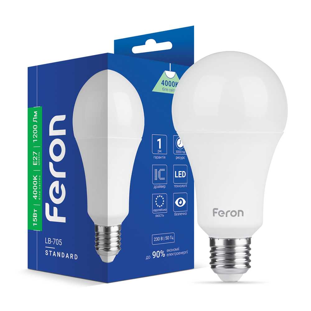 Светодиодная лампа Feron LB-705 15Вт E27 4000K (01787) №1