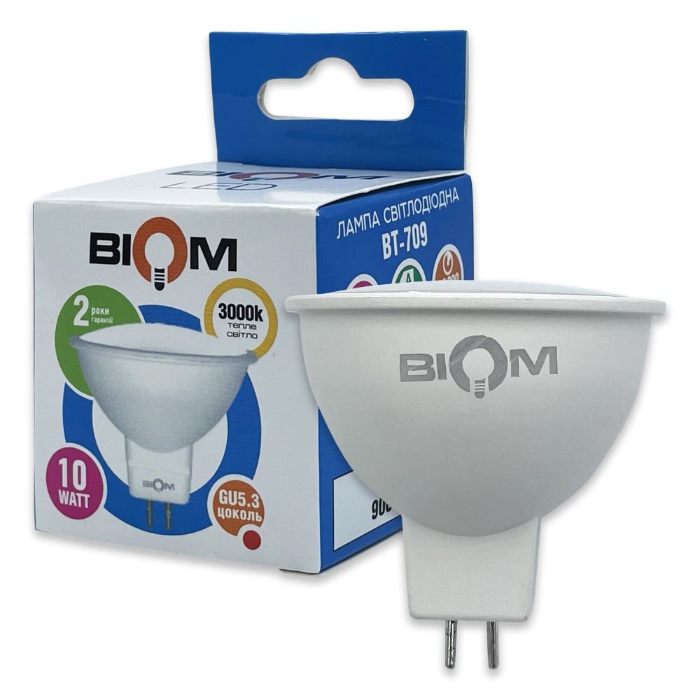 Світлодіодна лампа Biom BT-709 MR16 10W GU5.3 3000К матова №1