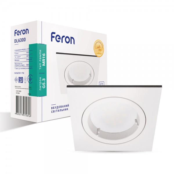 Встроенный светильник Feron DL6300 под лампу белый №1