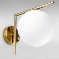 “BLUM” Светильник настенный Белый шарик на золотом держателе №1
