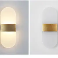 “BLUM” Настенный светильник Прозрачный овал с золотистым пояском №1